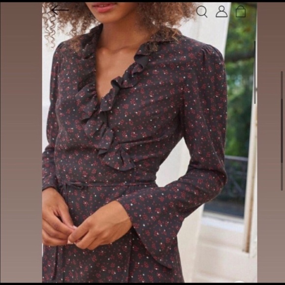 RARE Rouje Chrystale Wrap Mini Floral Dress size 4 - Picture 5 of 12